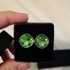 Green stud earrings